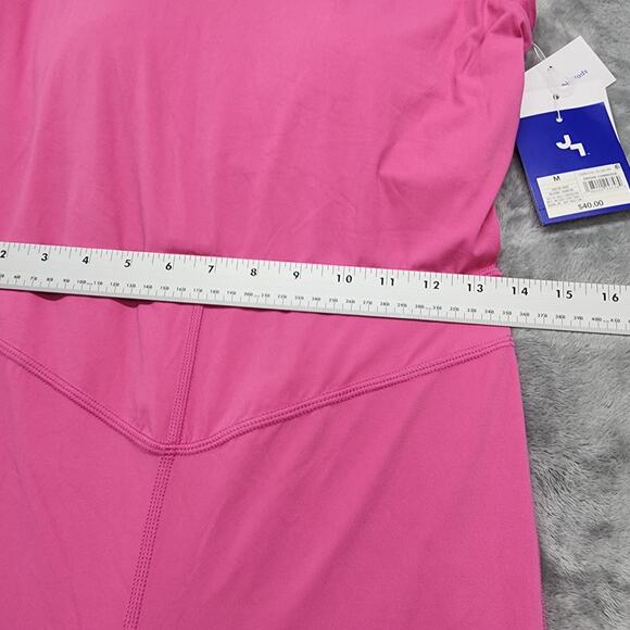 NEW Joy Lab Jumpsuit Womens M Pink Stretch Knit Low Back Flare Active Bodysuit - Picture 10 of 14